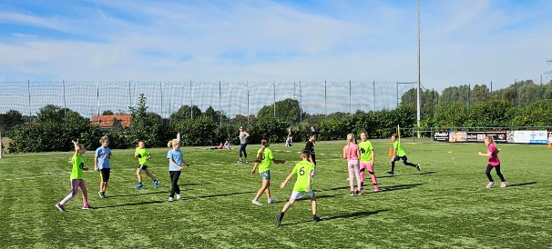Foto: Kinder auf einer Rasenfläche mit Frisbees