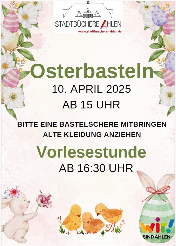 Foto: Plakat für das Osterbasteln am 10. April 2025