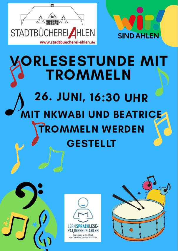 Vorlesezeit mit Trommeln am 26. Juni