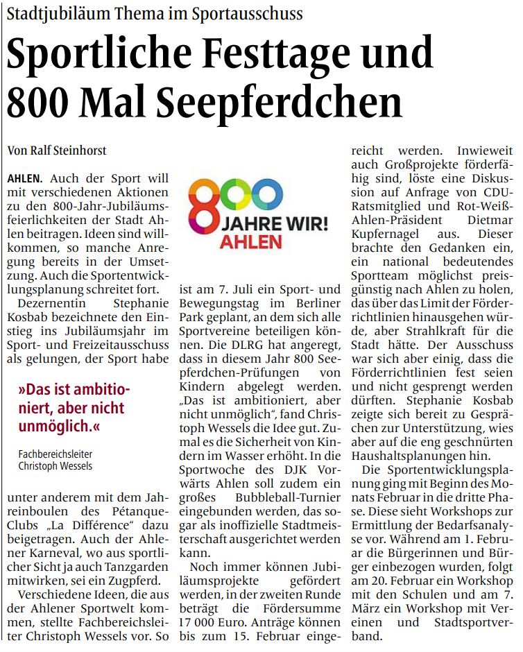 Foto: Presseartikel Ahlener Zeitung 