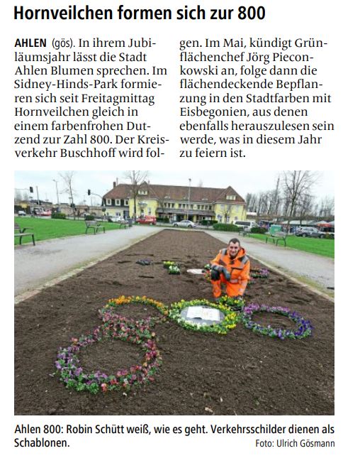 Foto: Artikel Ahlener Zeitung
