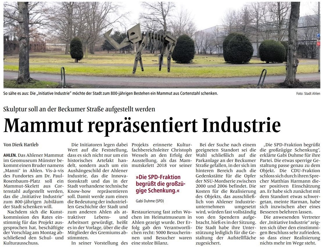 Foto: Artikel der Ahlener Zeitung