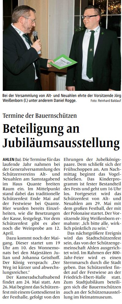 Foto: Artikel Ahlener Zeitung