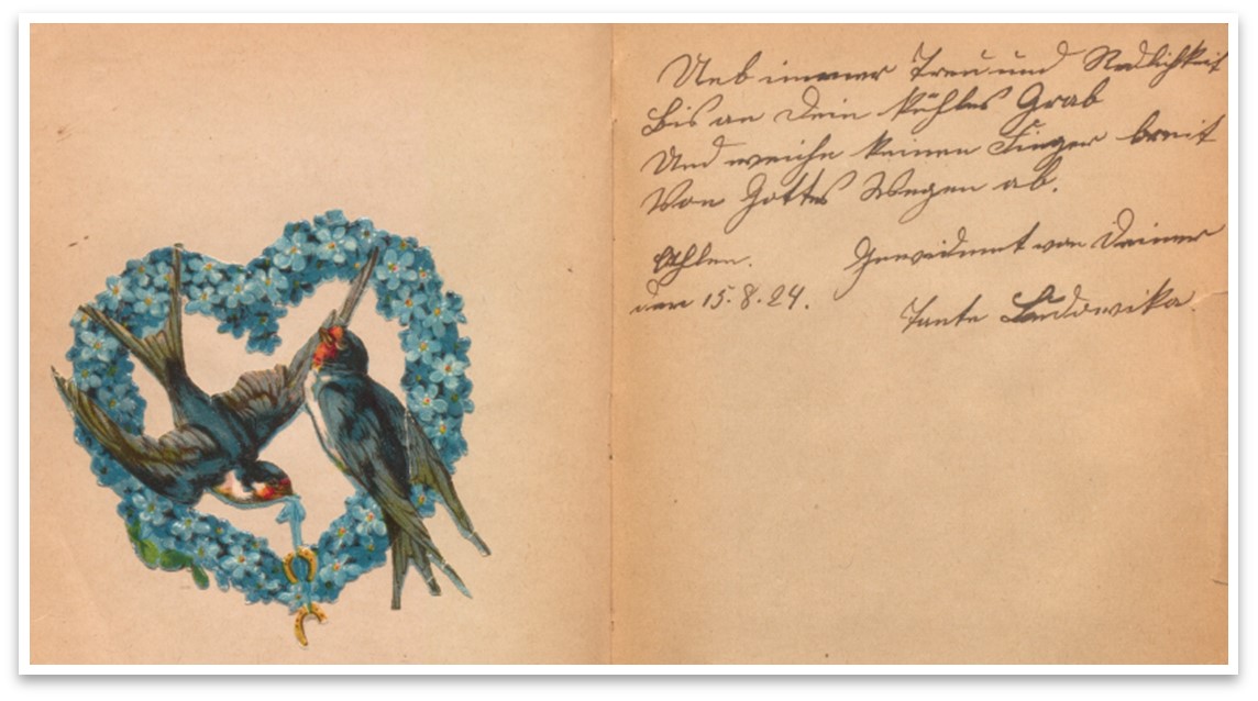 Foto: Aus Privathand: Poesiealbum einer Ahlener Schülerin 1924 (KAW, Stadt Ahlen S 48)