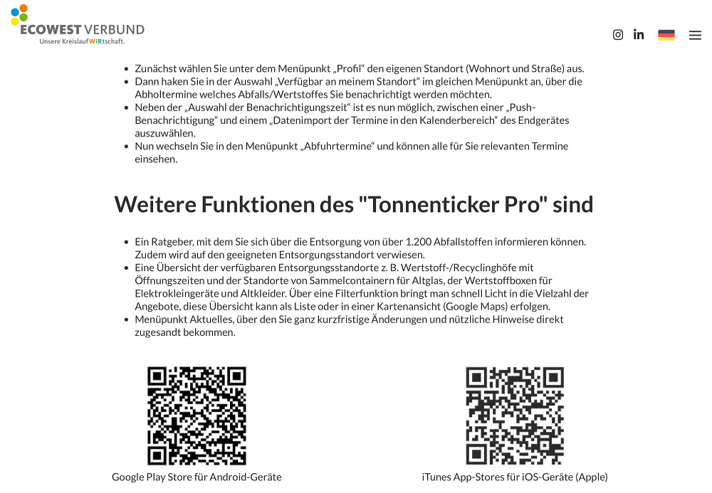 Der Abfallkalender 2026 ist auch als App verfügbar.