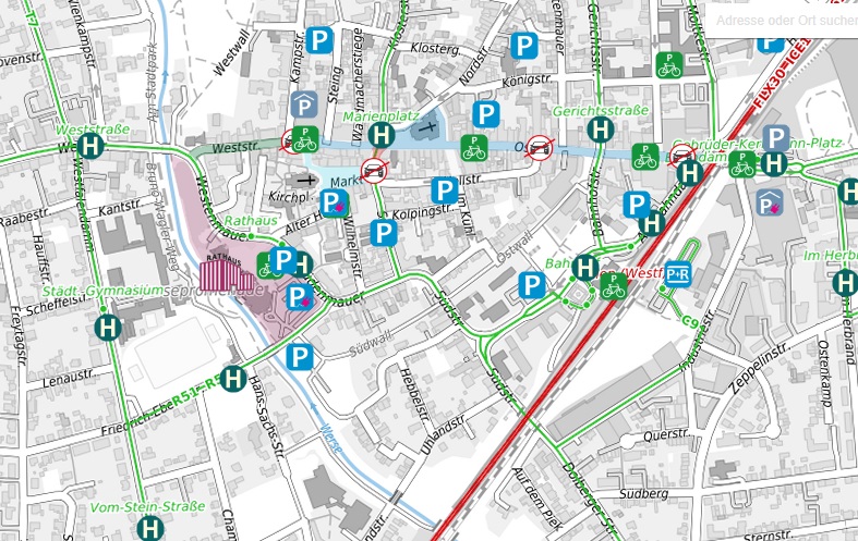Karte: Screenshot der Mobilitätskarte