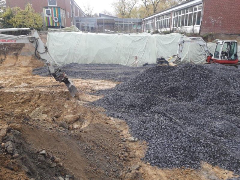 Foto: Bauarbeiten Einfeldturnhalle Mammutschule
