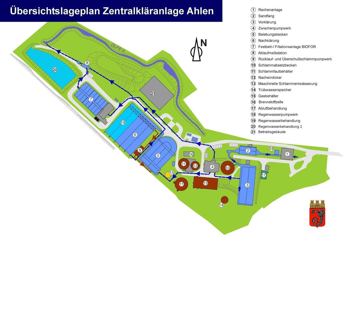 Lageplan: Übersicht Kläranlage