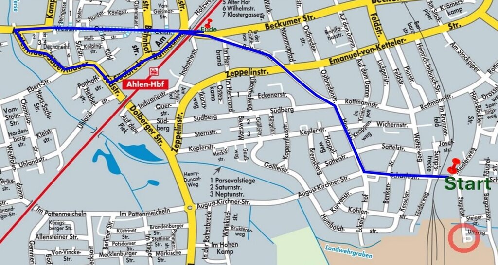 Streckenverlauf Rosenmontagsumzug