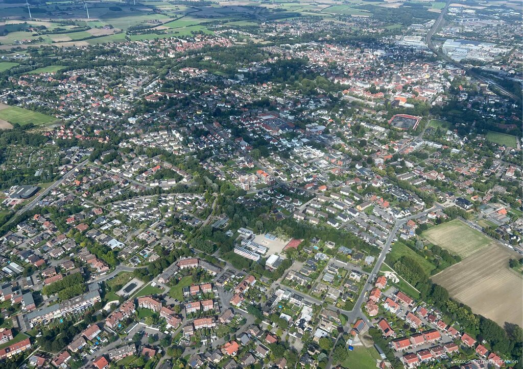 Luftaufnahme Stadt Ahlen aus dem Hubschrauber