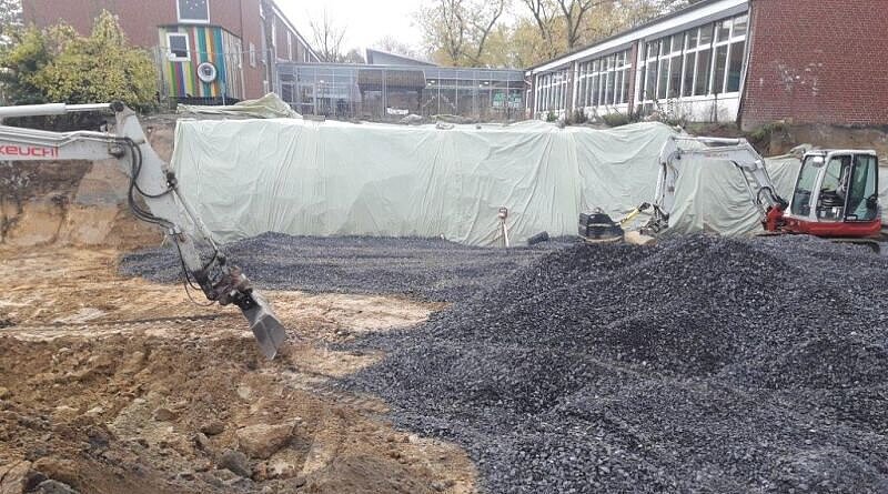 Foto: Bauarbeiten Einfeldturnhalle Mammutschule