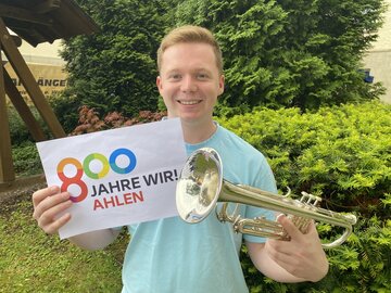 Marius Stiemer, in Ahlen geboren und seitdem den Wohnort nie geändert, Trompeter bei den „Blasmusikfreunden Happy Trumpets Ahlen“