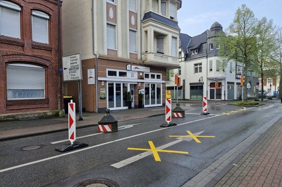Foto: Blick auf die Kreuzung Warendorfer und Nordstraße mit Absperrungen
