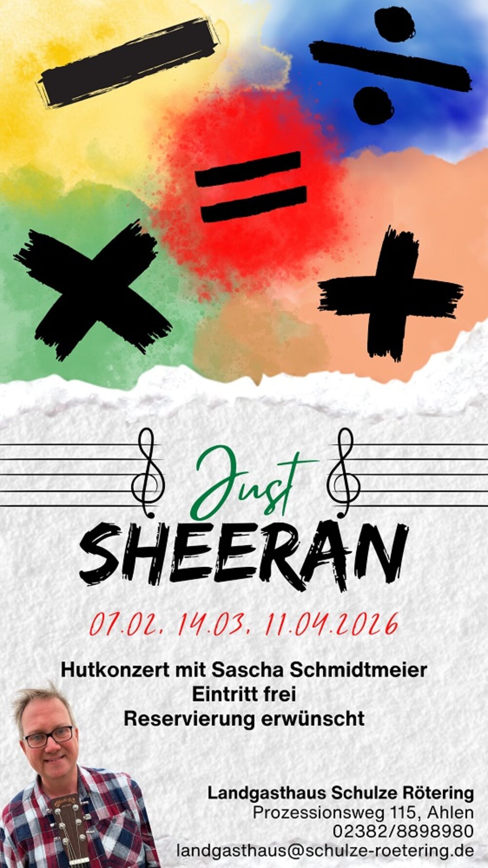 Foto: Plakat "Just Sheeran" mit Terminen