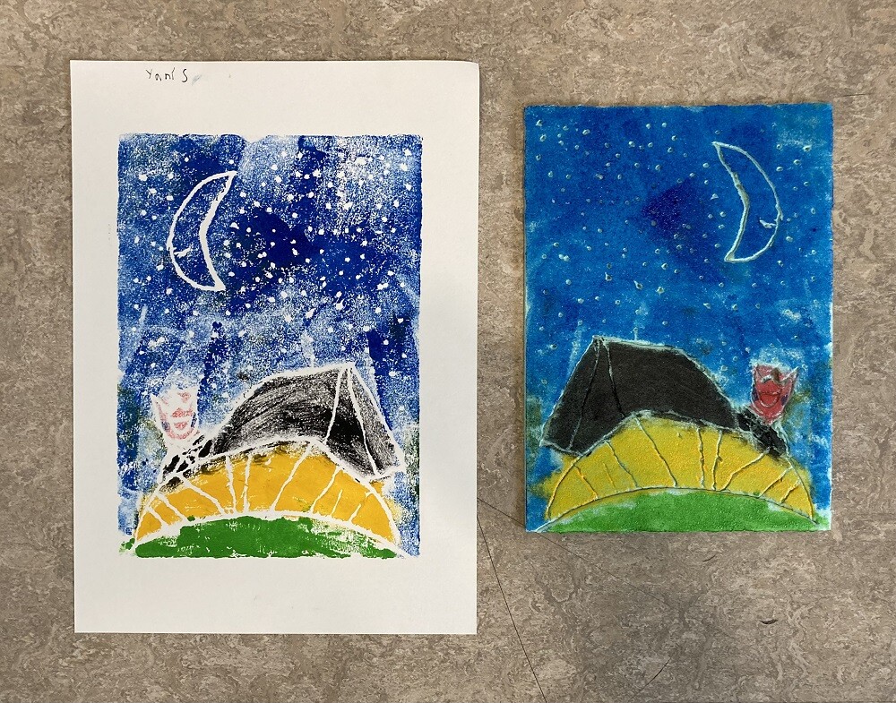Künstlerin Andrea Lüdemann lädt dazu ein, eigene grafische Werke zu gestalten.