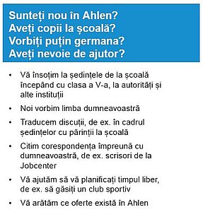 Ausschnitt aus dem allgemeinen Flyer in rumänisch