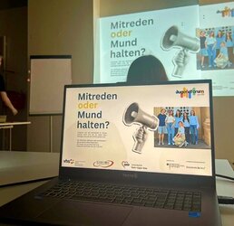 Foto: Bildschirmanzeige mit dem Thema des Workshops